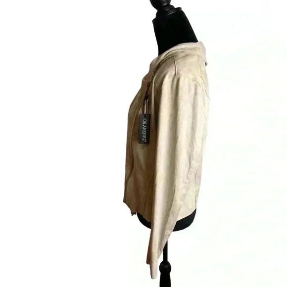 BLANK NYC Beige Tan Faux Suede Drape Front Jacket Size Large - Picture 6 of 11